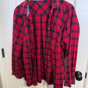 Talbots Red & Black Plaid Button Down